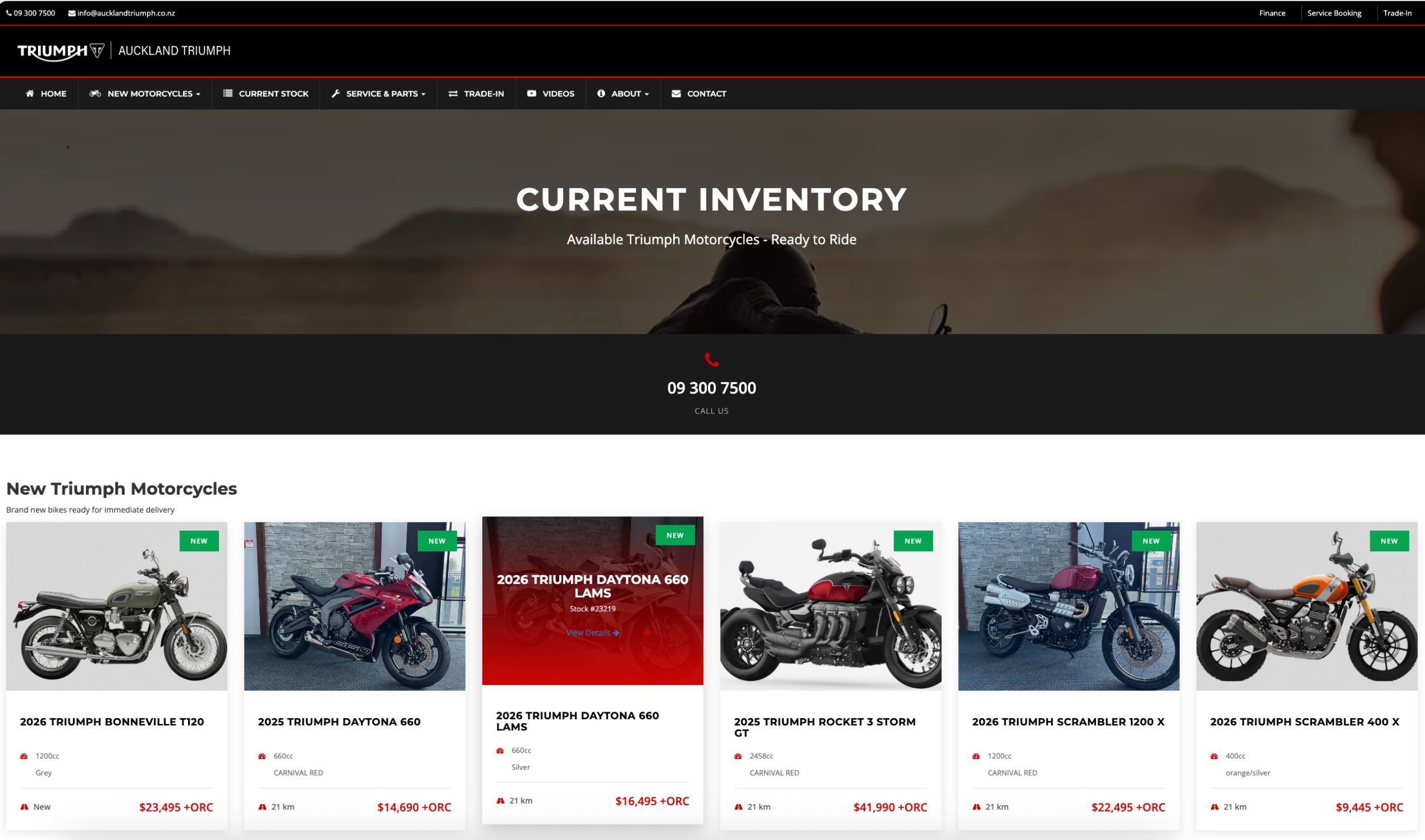 Auckland Triumph website screenshot